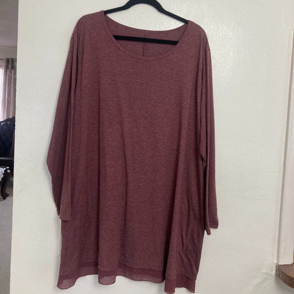 Women's Burgundy Long Sleeve Tunic